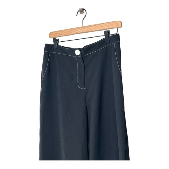 F&F Black White Contrast Stitch Wide Leg Culotte Crop Pants Womens Size 8 - Picture 2 of 14